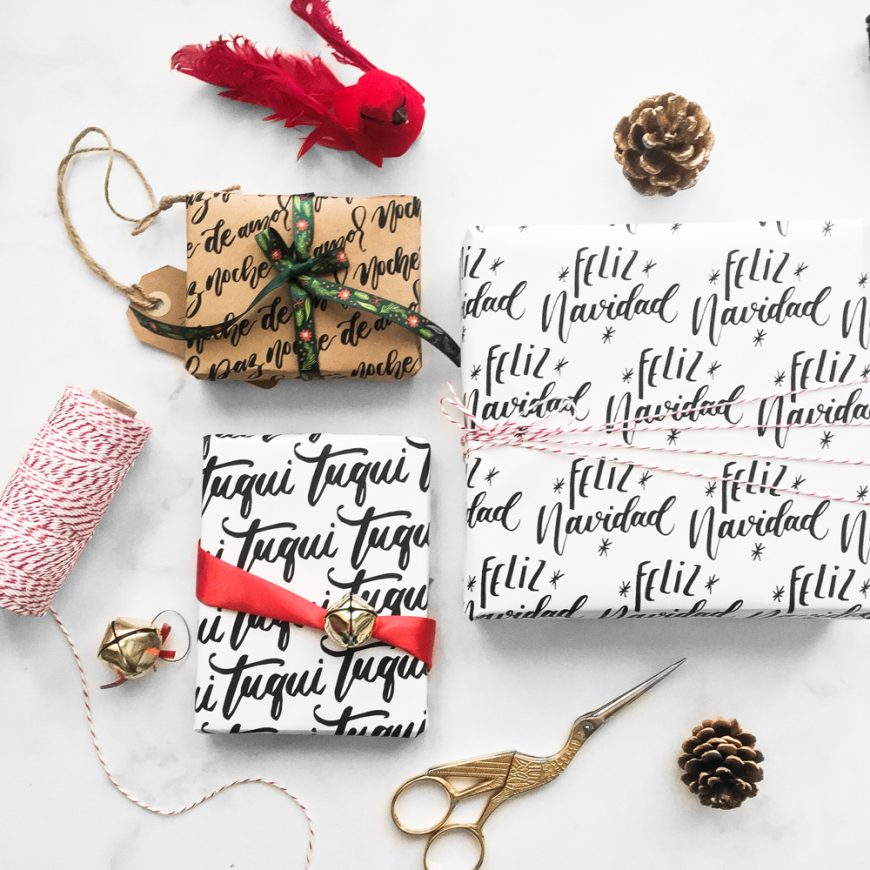 papel de regalo navidad cremaynaranja